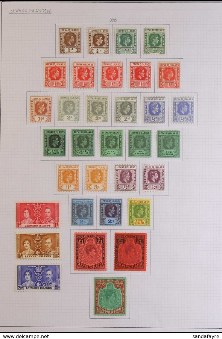 1938-54 ATTRACTIVE MINT COLLECTION. A Lovely, Very Fine Mint Collection Presented On Sleeved Album Pages That Includes A - Leeward  Islands