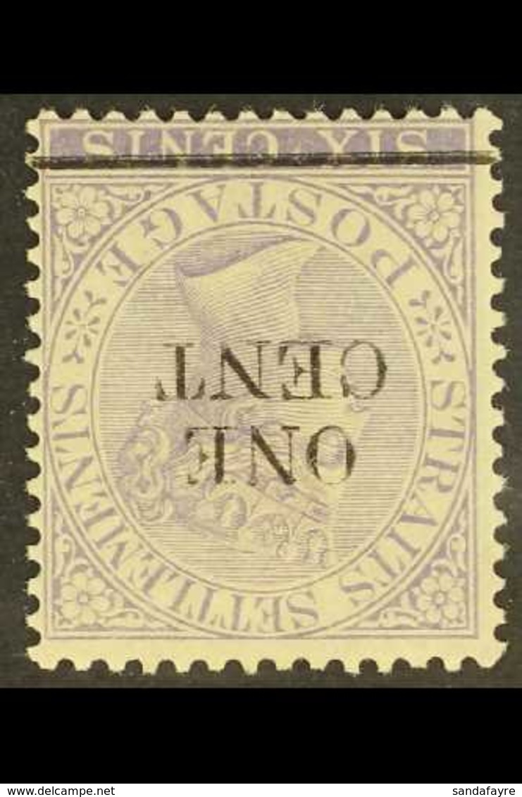 1892 1c On 6c Lilac Surcharge WATERMARK INVERTED Variety, SG 90w, Fine Mint, Scarce. For More Images, Please Visit Http: - Straits Settlements