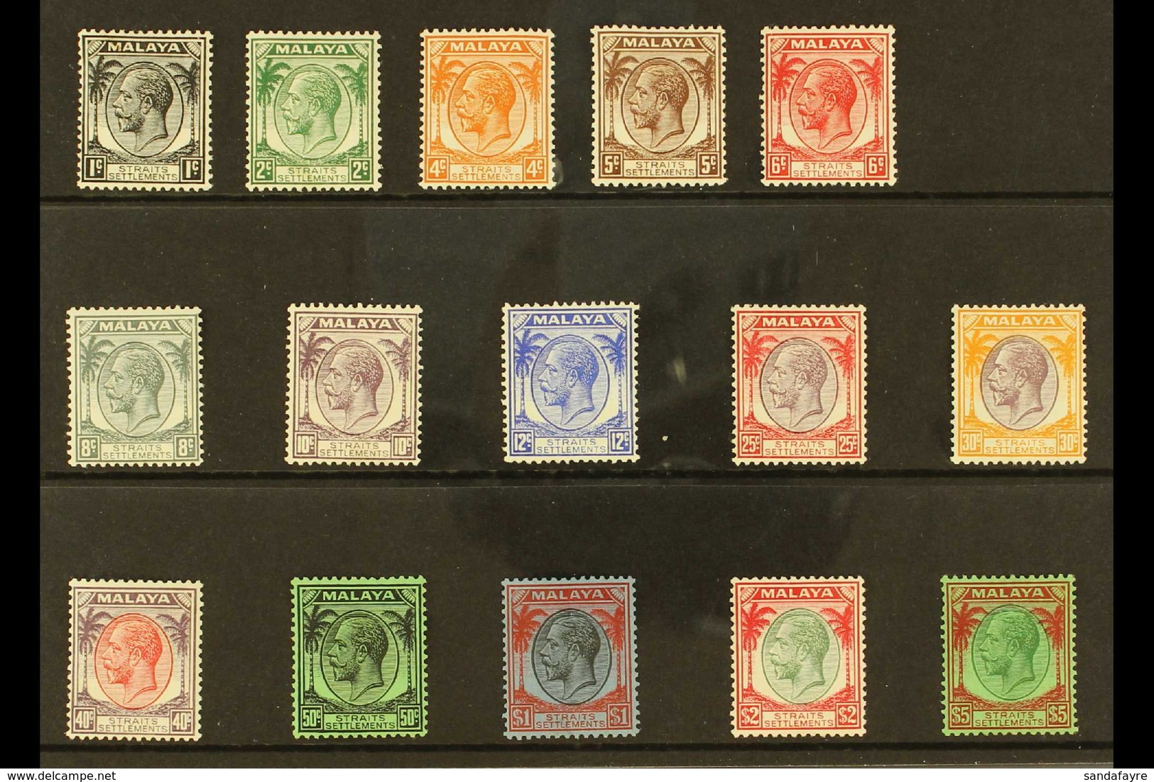 1936-37 KGV Complete Definitive Set, SG 260/74, Fine Mint (15 Stamps) For More Images, Please Visit Http://www.sandafayr - Straits Settlements