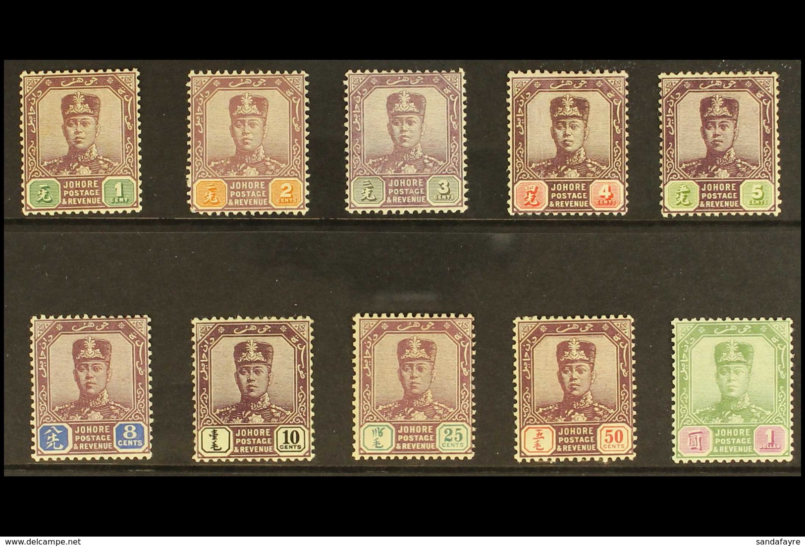 JOHORE 1910 - 19 Sultan Set, Wmk Rosettes, SG 78/87, Very Fine Mint. (10 Stamps) For More Images, Please Visit Http://ww - Other & Unclassified