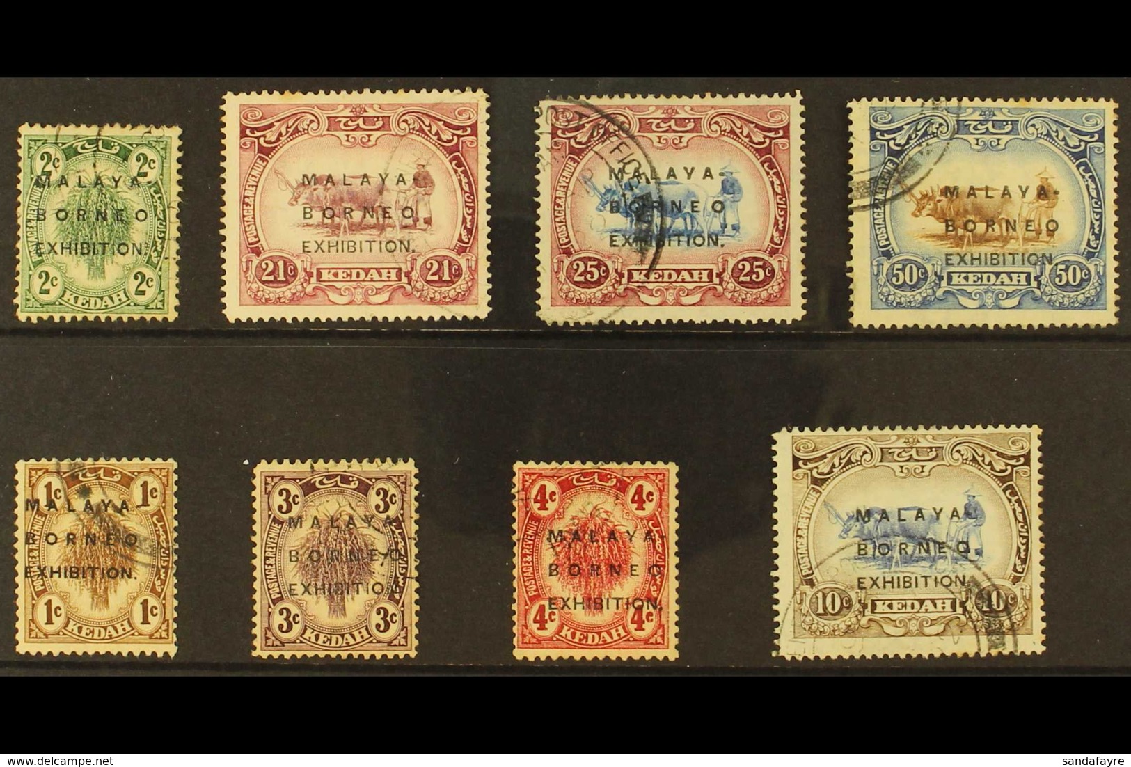 KEDAH 1922 Malaya - Borneo" Exhibition Opt'd Set, SG 41/48, Some Light Toning, Generally Good To Fine Used (8 Stamps) Fo - Andere & Zonder Classificatie