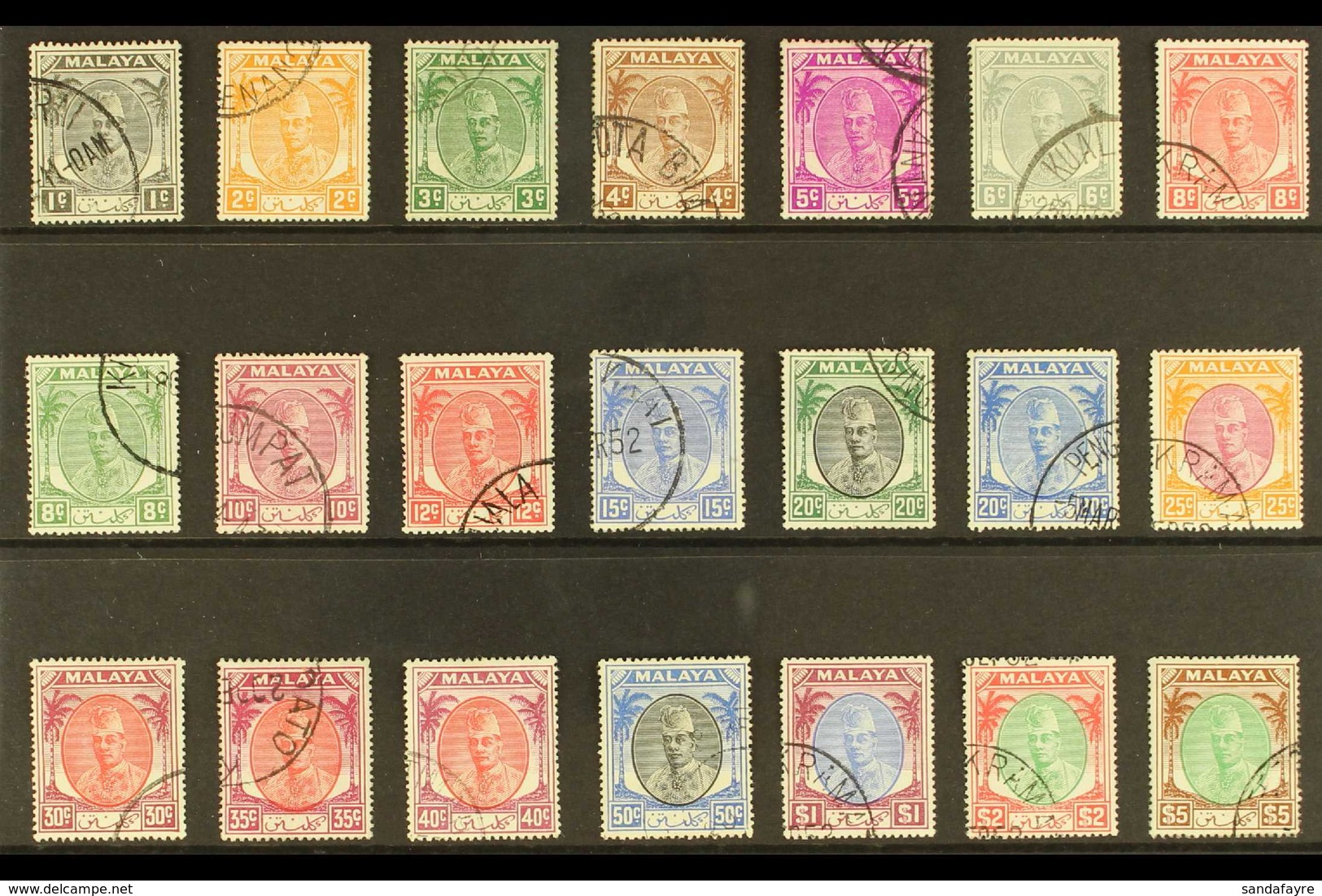 KELANTAN 1951-55 Sultan Complete Set, SG 61/81, Superb Cds Used, Very Fresh. (21 Stamps) For More Images, Please Visit H - Other & Unclassified
