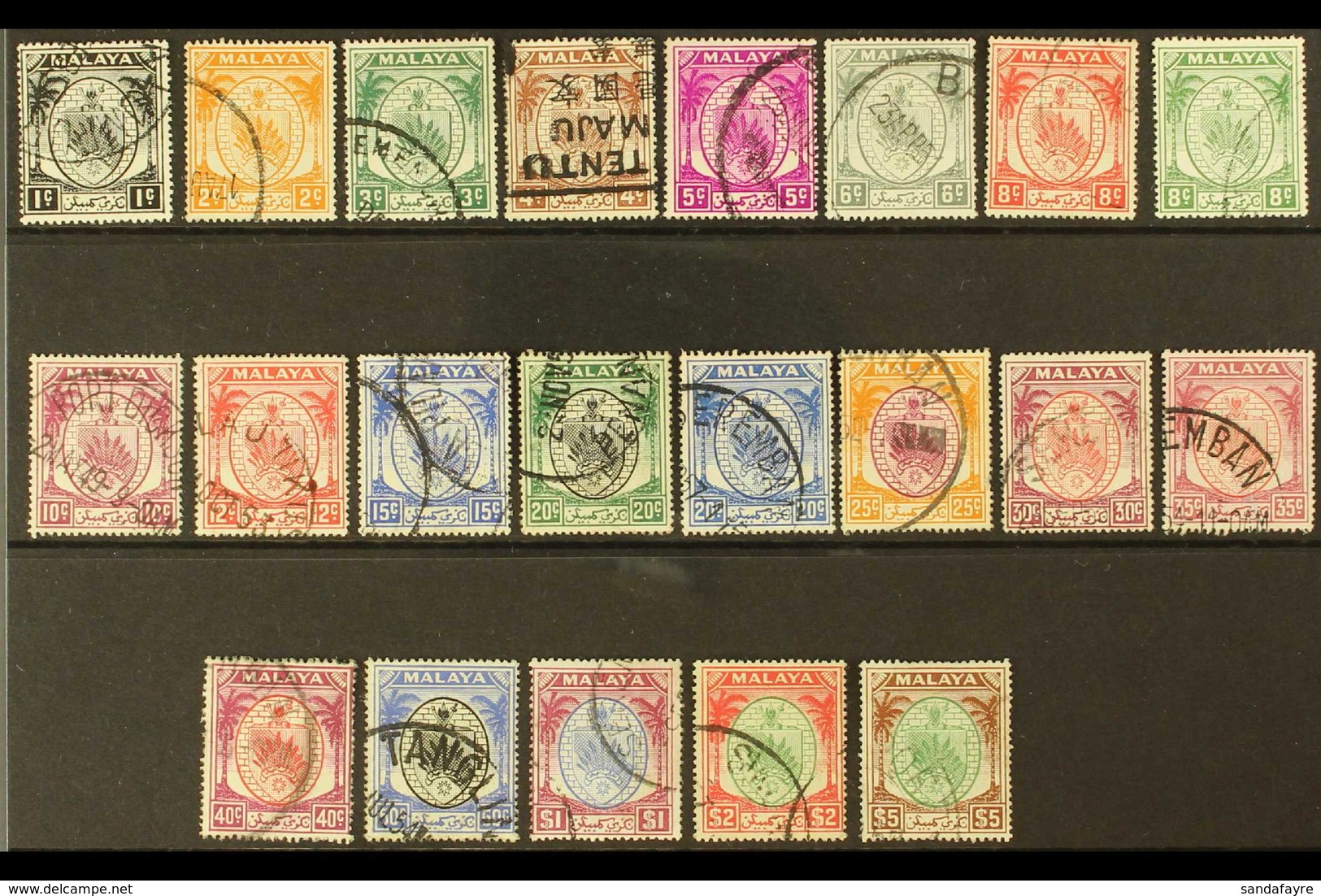 NEGRI SEMBILAN 1949-55 Definitives Complete Set, SG 42/62, Fine Used, (21 Stamps) For More Images, Please Visit Http://w - Otros & Sin Clasificación