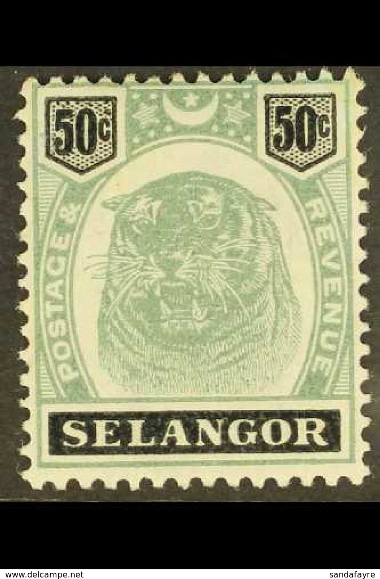 SELANGOR 1895-99 50c Green & Black Tiger, SG 60, Fine Mint, Fresh, Expertized A. Diena. For More Images, Please Visit Ht - Otros & Sin Clasificación