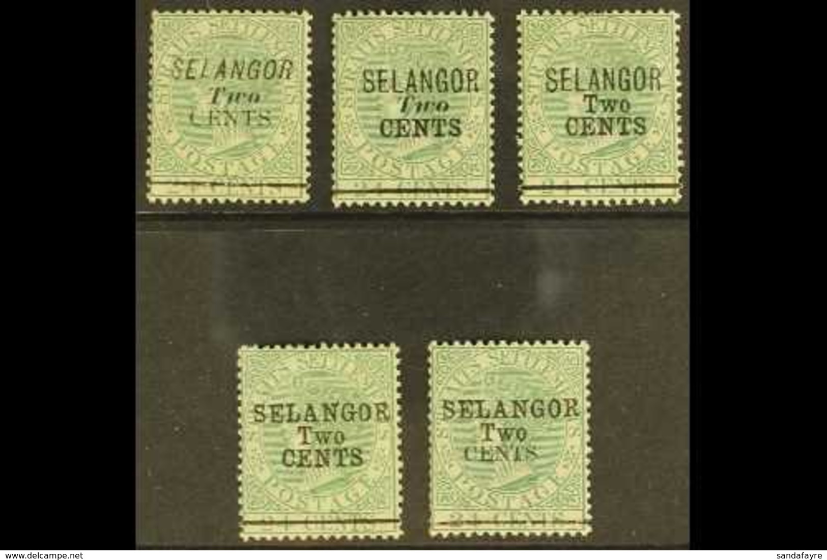 SELANGOR 1891 Surcharges Complete Set, SG 44/48, Mint, Brownish Gum, Good Colours, Cat £1,100+. (5 Stamps) For More Imag - Andere & Zonder Classificatie