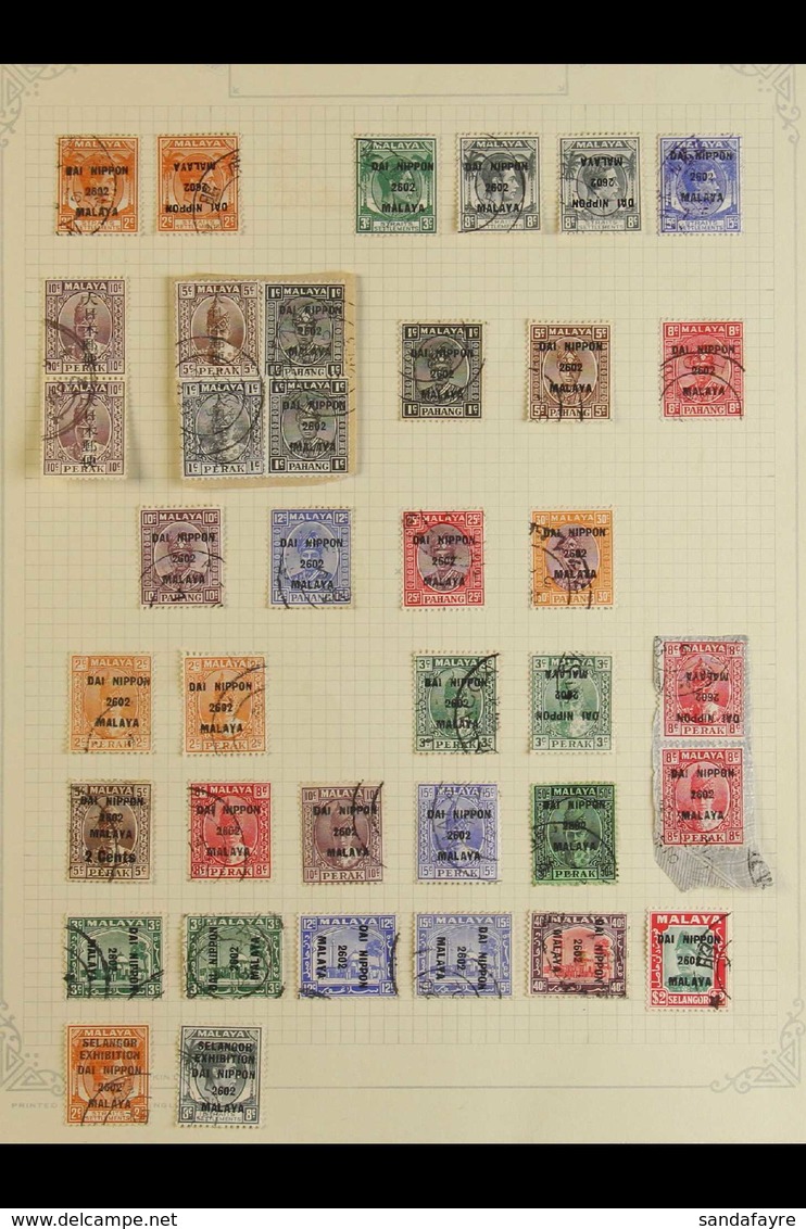 GENERAL ISSUES FINE USED COLLECTION On A Page, Includes 1942 "Dai Nippon" Opts On Straits Settlements Set, Plus 2c & 8c  - Other & Unclassified