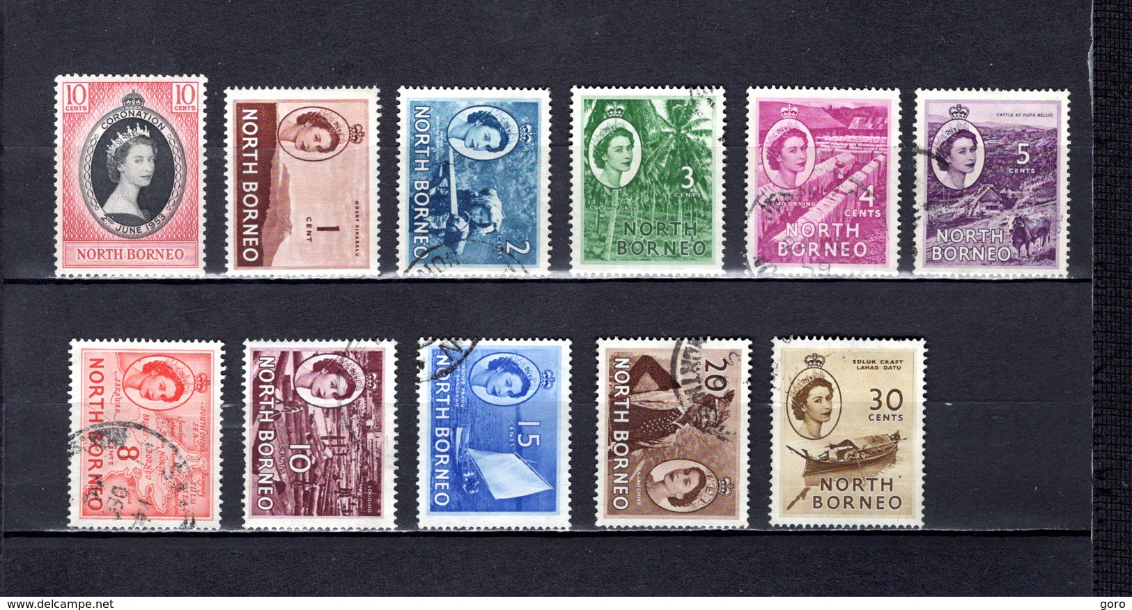 Borneo Del Norte   1953-57     Y&T  Nº    295-296/305 - Borneo Septentrional (...-1963)