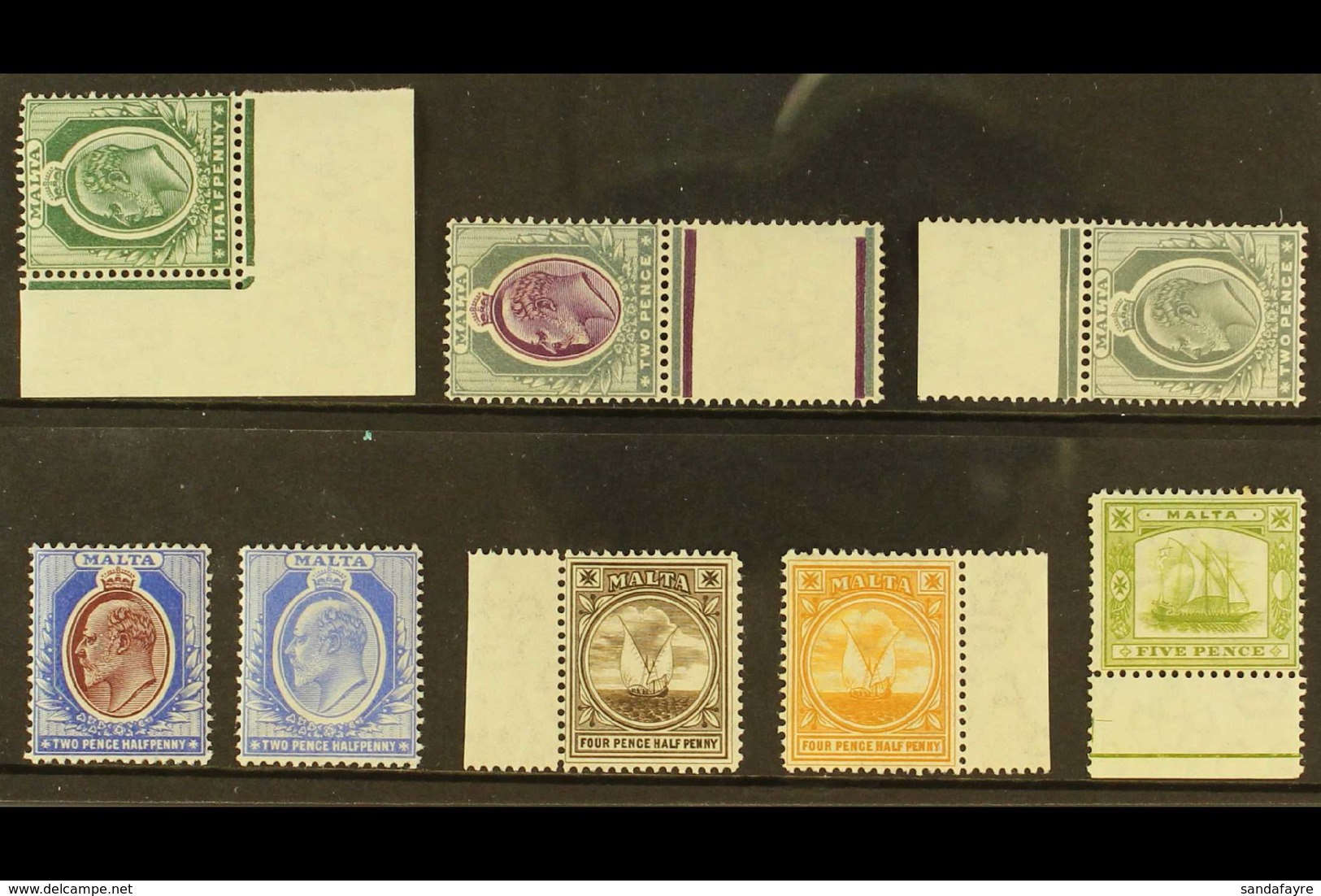 1904-14 NEVER HINGED MINT Group, Wmk Mult. Crown CA, Incl. Both 2d, 2½d & 4½d Plus ½d Deep Green, 5d Pale Sage-green, Be - Malta (...-1964)