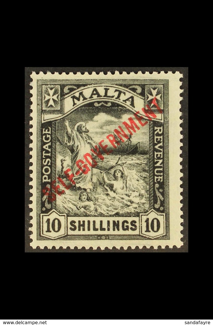 1922 10s Black "Self - Government" Overprinted, SG 121, Fine Mint With Good Centering For This Issue. For More Images, P - Malta (...-1964)