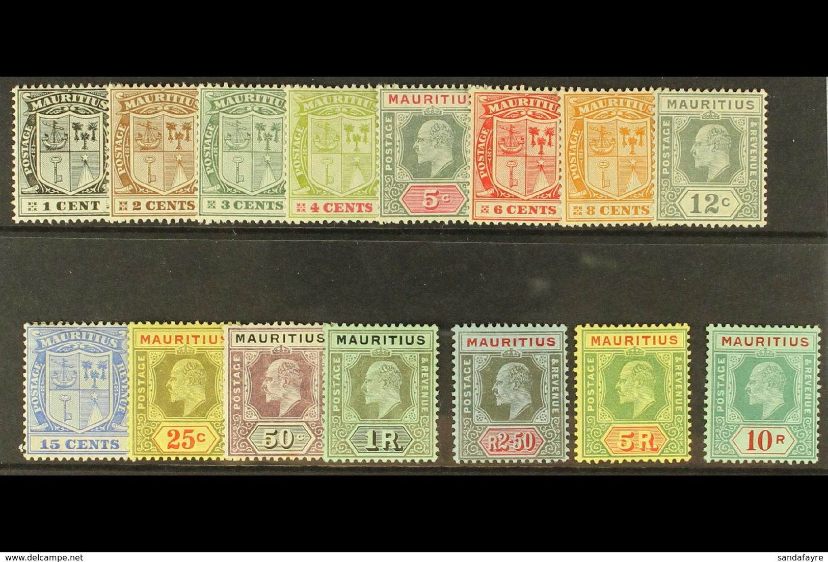 1910 Ed VII Set Complete, Wmk MCA, SG 181/95, Very Fine Mint. (15 Stamps) For More Images, Please Visit Http://www.sanda - Mauritius (...-1967)