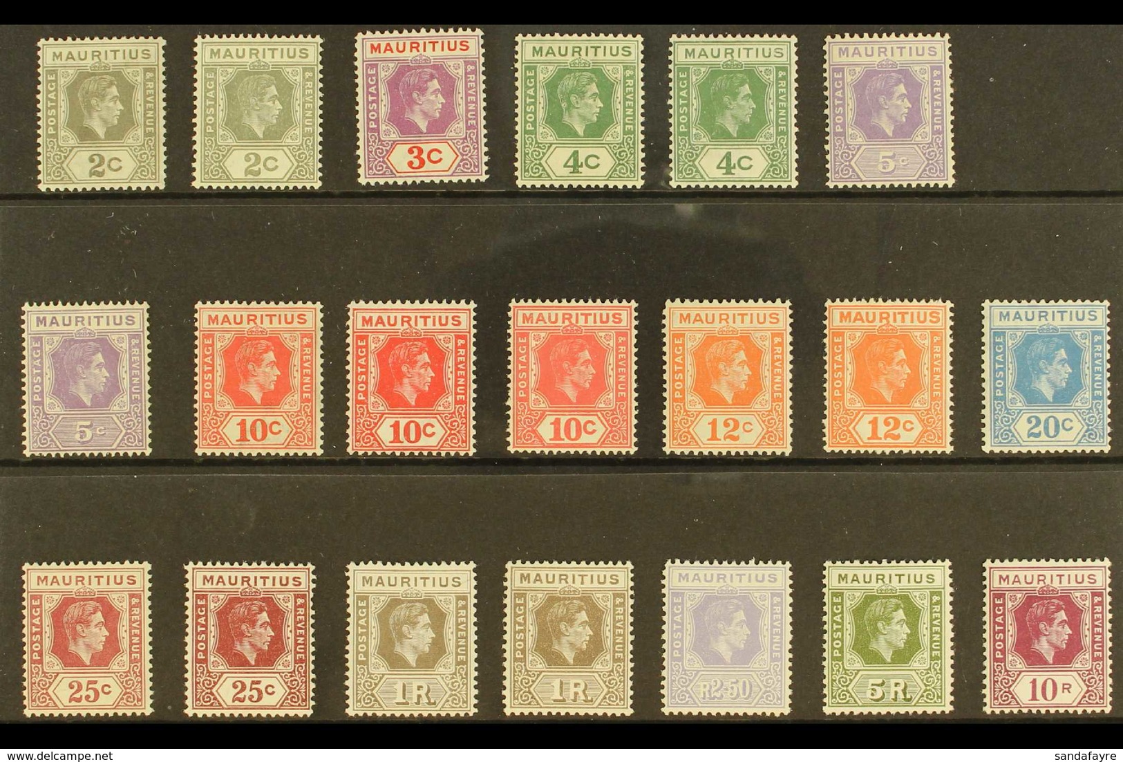 1938-49 NHM DEFINITIVES COLLECTION An Attractive, ALL DIFFERENT Never Hinged Mint Collection Presented On A Stock Card T - Mauricio (...-1967)