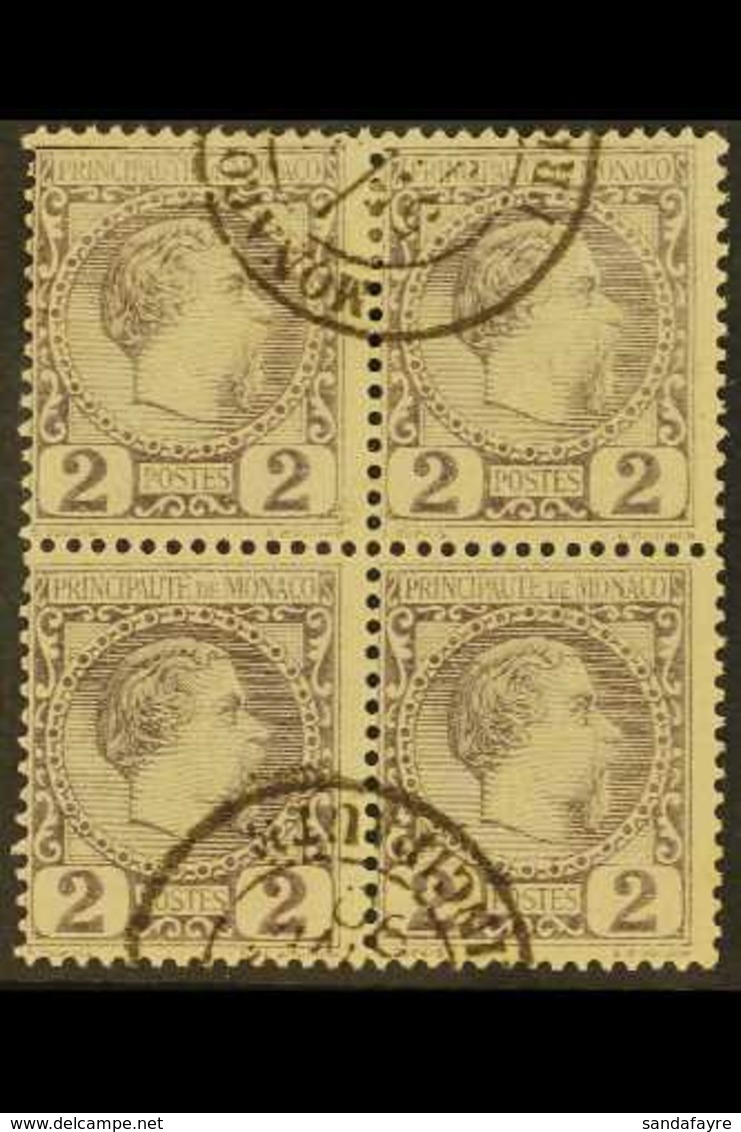 1885 2c Dull Lilac (Yvert 2, SG 2), Fine Cds Used BLOCK Of 4, Attractive & Scarce Multiple. (4 Stamps) For More Images,  - Other & Unclassified