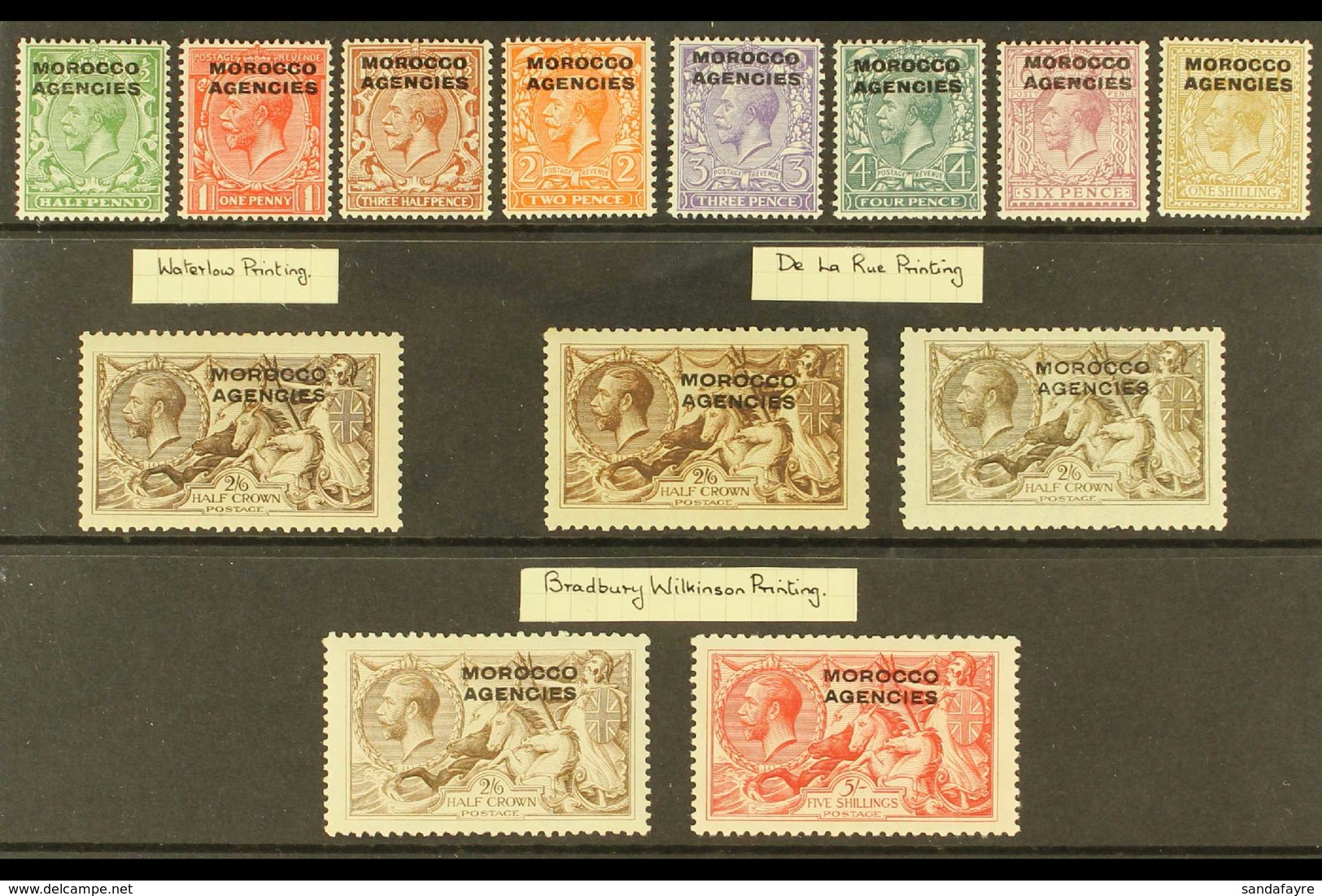 BRITISH CURRENCY 1914-31 Complete Set From ½d To 5s, SG 42/54, Including All Four 2s6d Printings/shades, I.e. Waterlow,  - Other & Unclassified
