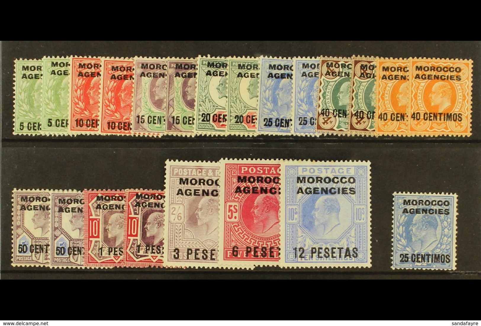 SPANISH CURRENCY; 1907-12 The Complete Set, SG 112/123, With All Listed Shades To 1p On 10d, Plus Harrison 25c On 2½d, F - Other & Unclassified