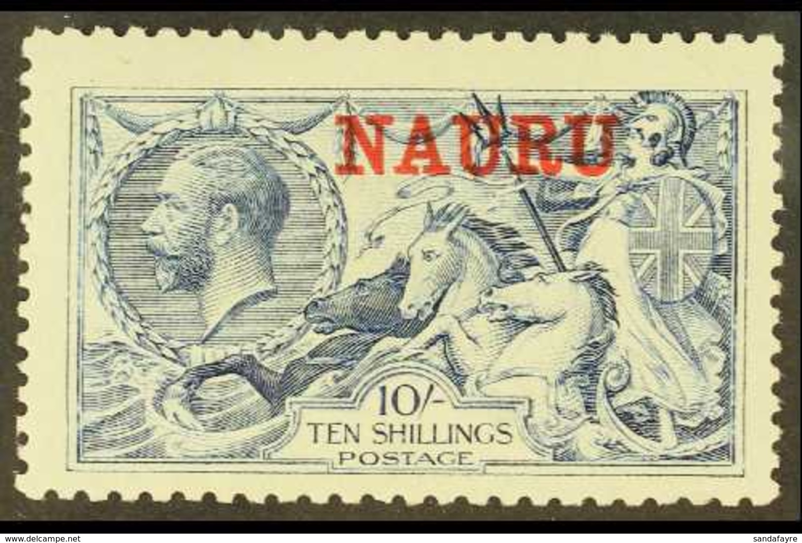 1916-23 10s Pale Blue Seahorse, De La Rue Printing, SG 23, Fine Mint. For More Images, Please Visit Http://www.sandafayr - Nauru