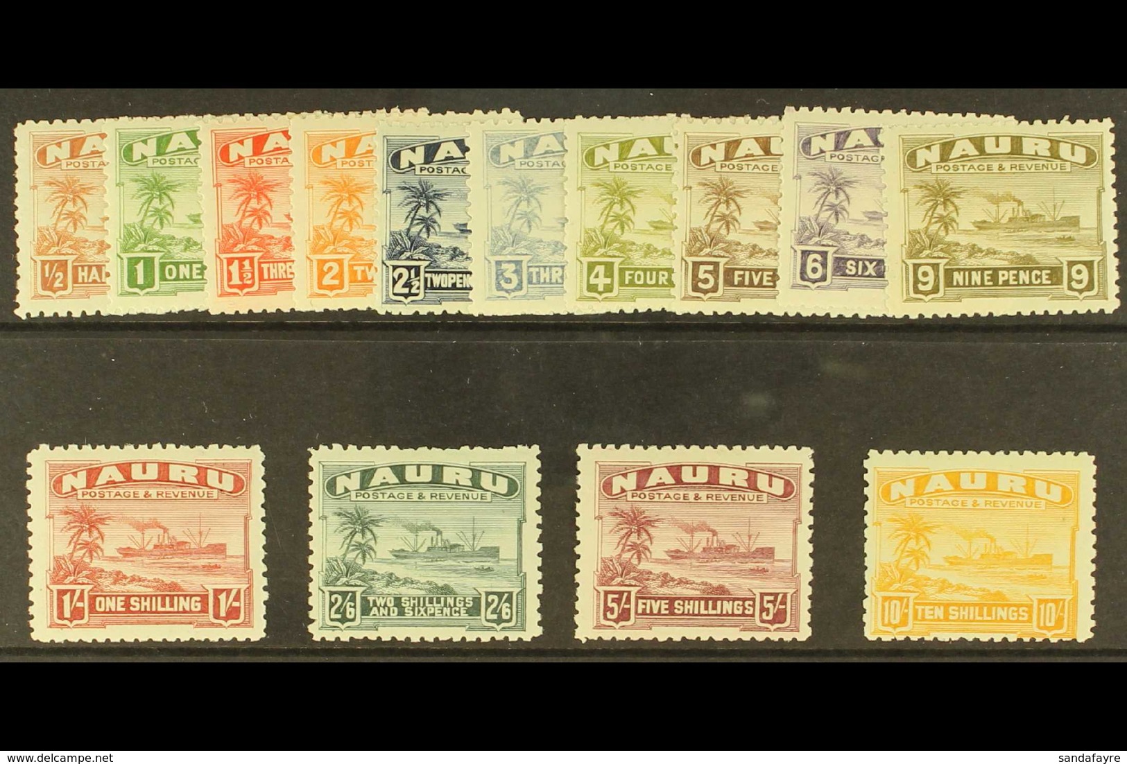 1924-34 "Freighter" Complete Set On Rough Surfaced, Greyish Paper, SG 26A/39A, Very Fine Mint. (14 Stamps) For More Imag - Nauru