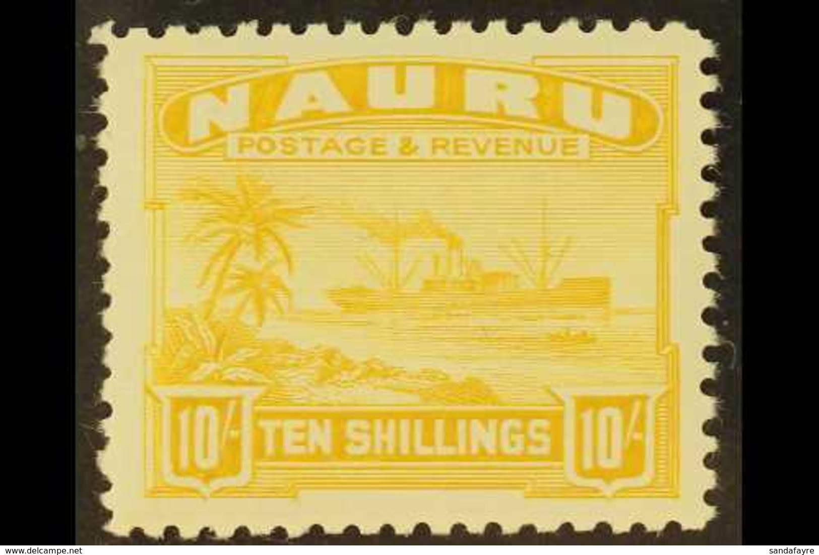 1924-48 10s Yellow "Century" (Freighter) PERF 11, SG 39A, Very Fine Mint For More Images, Please Visit Http://www.sandaf - Nauru