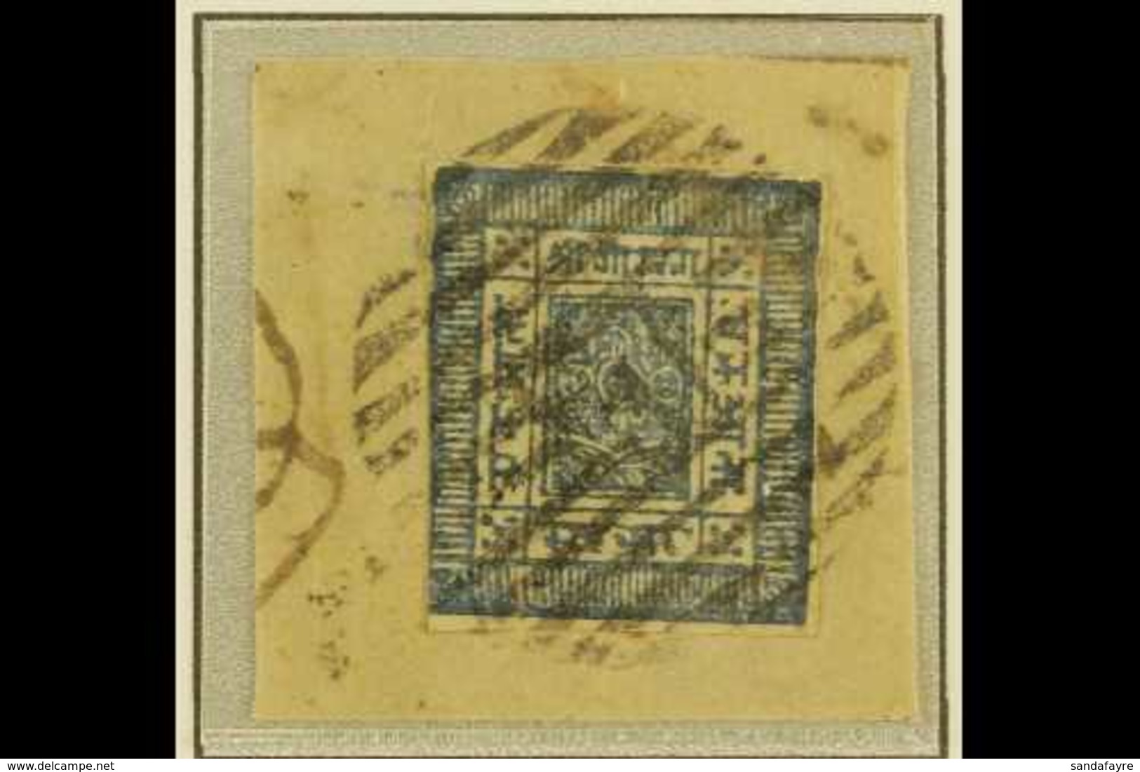 1881 1a Blue, White Wove Paper, Imperf, SG 4, Scott 4, Three Margins, Very Fine Used On Neat Piece With Clear & Full Sal - Nepal