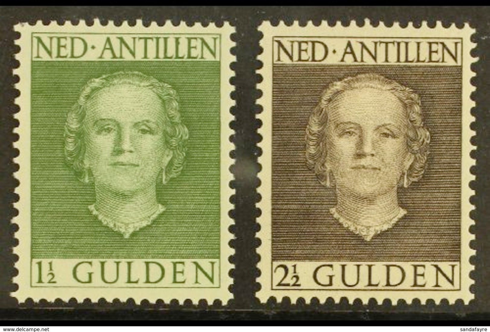 ANTILLES 1950-79 1½g Grey Green & 2½g Sepia  Perf 12½ X 12, SG 321/22, Very Fine Mint (2 Stamps) For More Images, Please - Other & Unclassified