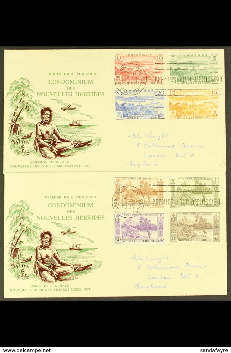 FRENCH 1957 Definitive Set, SG F96/106, Across Four Neat Illustrated First Day Covers, With Port Vila Machine Cancels, H - Sonstige & Ohne Zuordnung