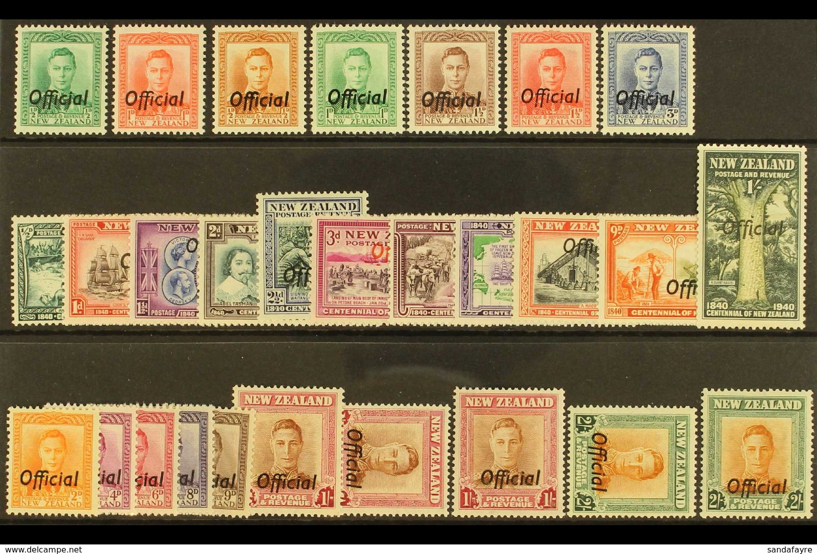 OFFICIALS 1938-51 COMPLETE FINE MINT KGVI COLLECTION Presented On A Stock Card. Includes 1938-51 Set Of 7 (SG O134/40),  - Other & Unclassified