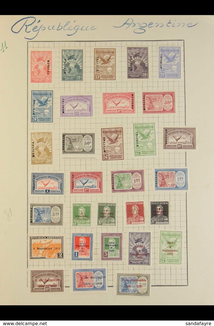 UPU SPECIMEN PAGES FROM THE POSTAL ARCHIVE 1916 - 1941 Mounted On Original Quadrille Card Pages, Mostly Complete Sets Ov - Nicaragua