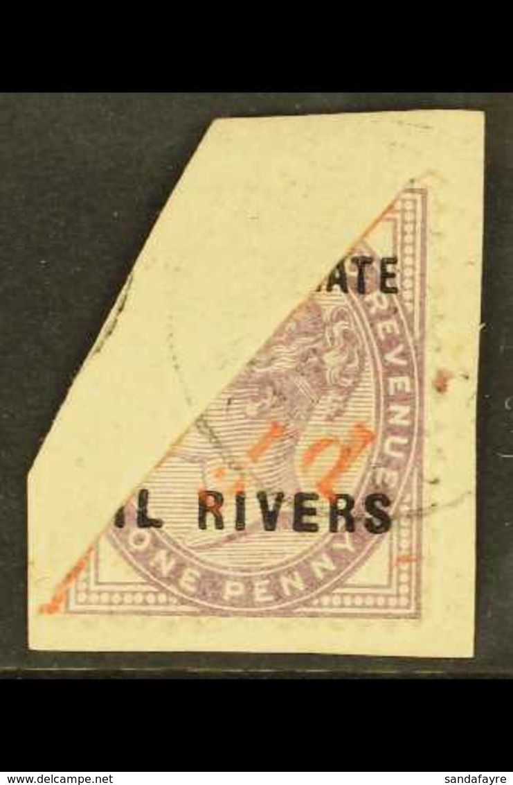 OIL RIVERS ½d On Half Of 1d Lilac, SG 7, Superb Used On Piece. For More Images, Please Visit Http://www.sandafayre.com/i - Otros & Sin Clasificación