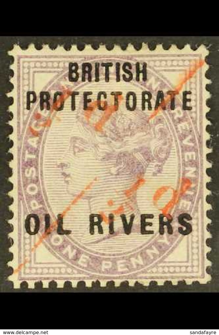 OIL RIVERS 1893 ½d On Half Of 1d Lilac, Variety "unsevered Pair", SG 7a, Very Fine Mint No Gum. For More Images, Please  - Andere & Zonder Classificatie