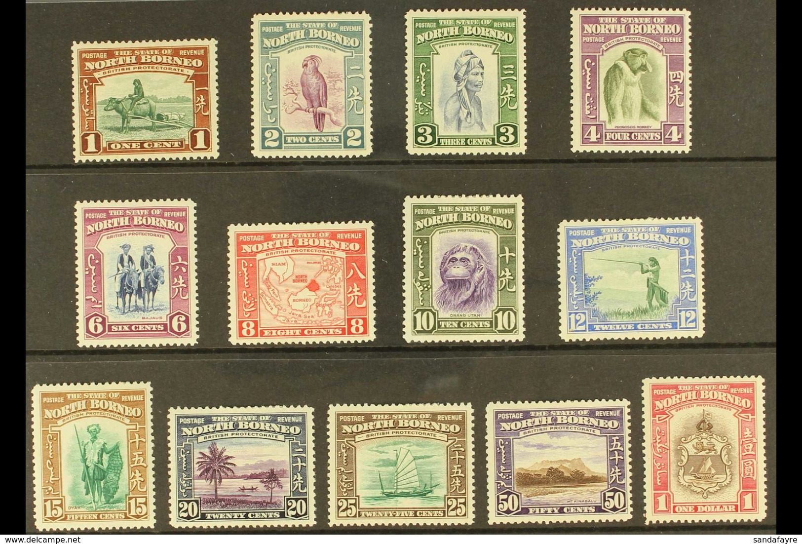 1939 Pictorial Definitive Set Complete To $1, SG 303/315, Mint, Mostly Fine Including The Good $1 Value. (13 Stamps) For - Nordborneo (...-1963)