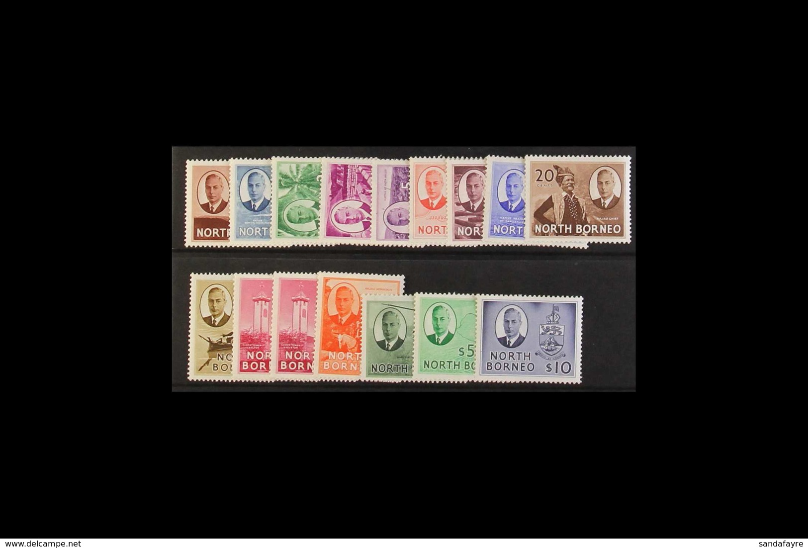 1950-52 Complete KGVI Set, SG 356/370, Fine Never Hinged Mint. (16 Stamps) For More Images, Please Visit Http://www.sand - North Borneo (...-1963)