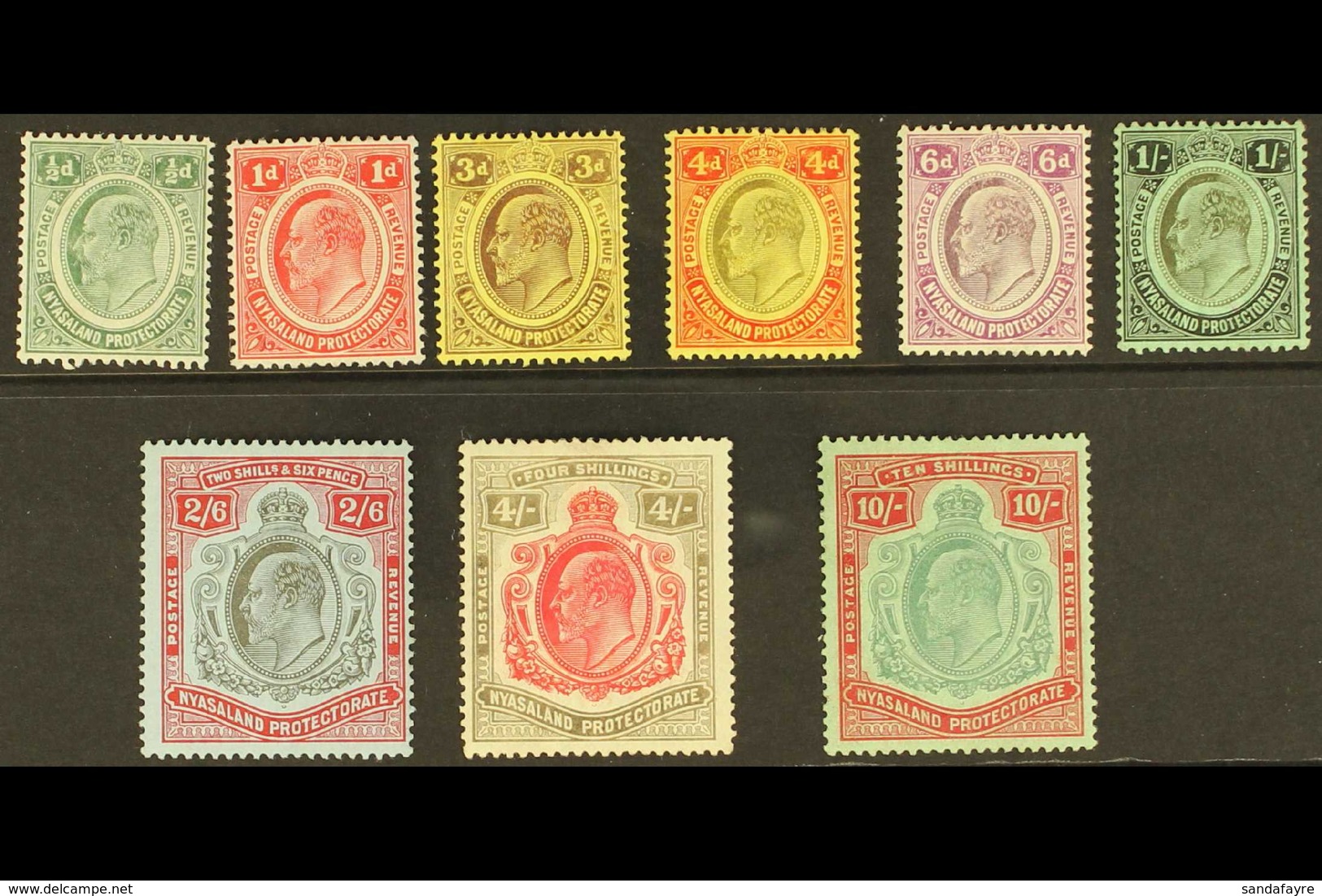 1908 Ed VII Set Complete To 10s, SG 73/80, Very Fine Mint. (9 Stamps) For More Images, Please Visit Http://www.sandafayr - Nyasaland (1907-1953)