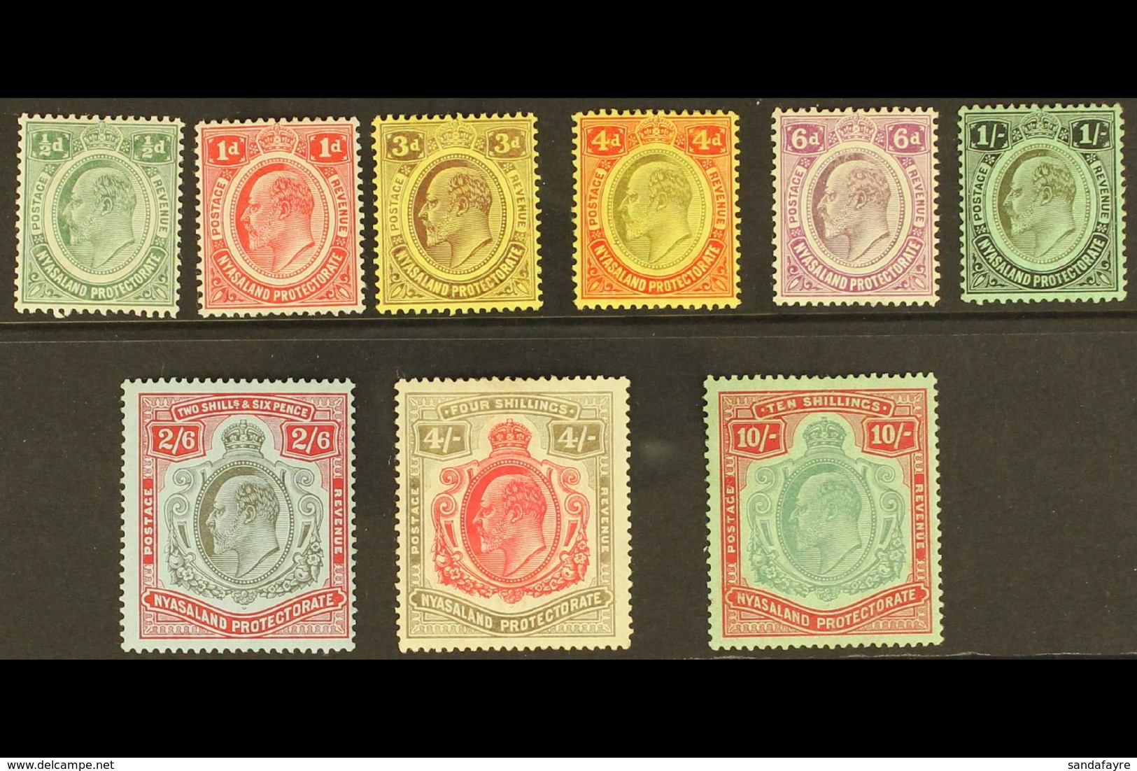 1908 Ed VII Set Complete To 10s, SG 73/80, Very Fine Mint. (9 Stamps) For More Images, Please Visit Http://www.sandafayr - Nyassaland (1907-1953)