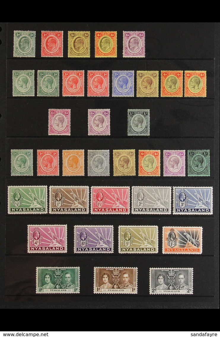 1908-1949 ALL DIFFERENT MINT COLLECTION Presented On A Pair Of Stock Pages That Includes KEVII Set To 6d, KGV Ranges To  - Nyassaland (1907-1953)