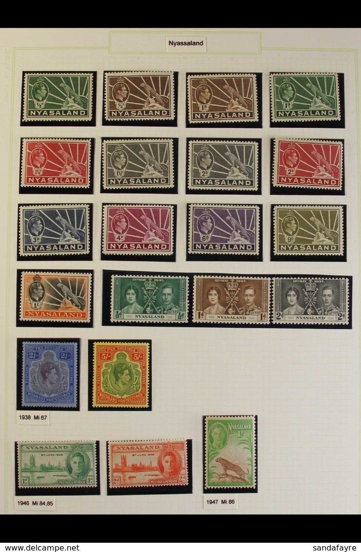 1937-51 HIGHLY COMPLETE KGVI MINT. An Attractive Collection Presented In Mounts On Album Pages, A Highly Complete Collec - Nyassaland (1907-1953)