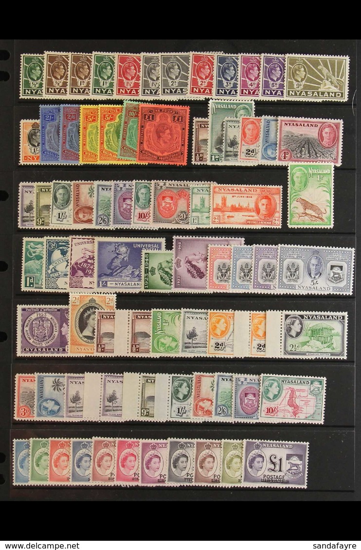 1938-64 VERY FINE MINT COLLECTION Incl. 1938-44 Set With Both 5s Papers, 1945 Pictorial Set, 1948 Wedding, QE2 Complete  - Nyasaland (1907-1953)