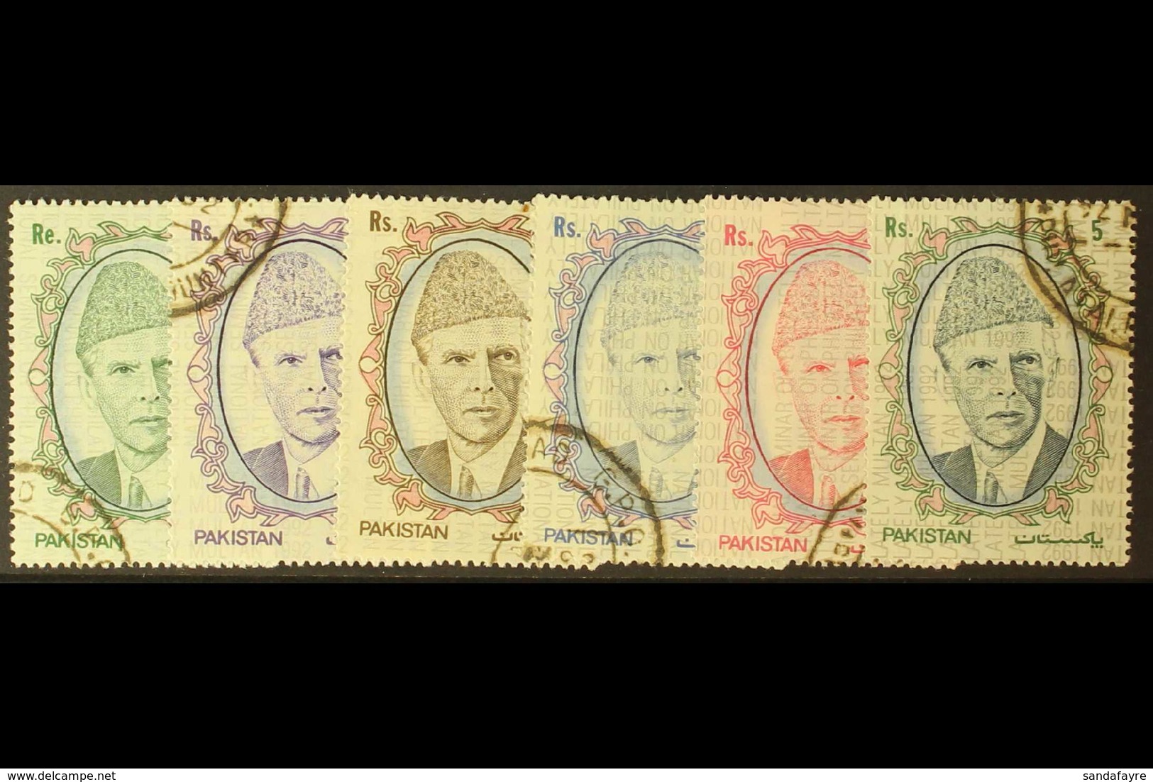 1992 1989 Jinnah Set Overprinted "National Seminar On Philately Multan 1992", Mi 838/43, (see Note After SG 778), Very F - Pakistán