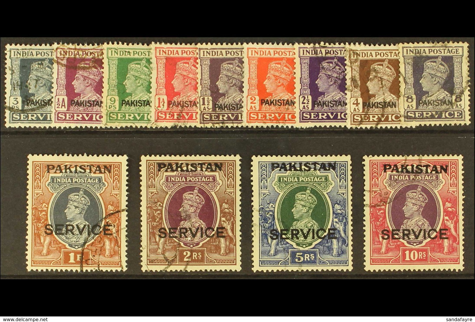 OFFICIALS 1947 Service Overprint Set, SG O1/13, Very Fine Used. (13 Stamps) For More Images, Please Visit Http://www.san - Pakistán