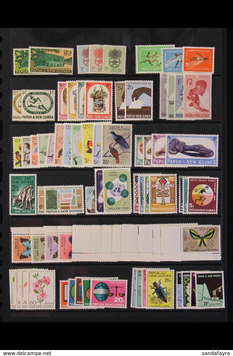 1961-1980 NEVER HINGED MINT COLLECTION On Stock Pages, ALL DIFFERENT Complete Sets, Includes 1964-65 Birds Set, 1966-67  - Papúa Nueva Guinea