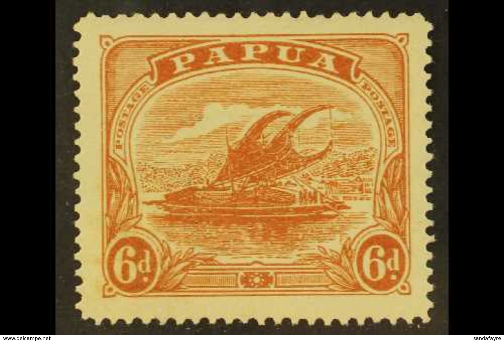 1911-15 6d Orange-brown WATERMARK CROWN TO RIGHT OF A Variety, SG 89w, Fine Mint, Scarce. For More Images, Please Visit  - Papua Nuova Guinea