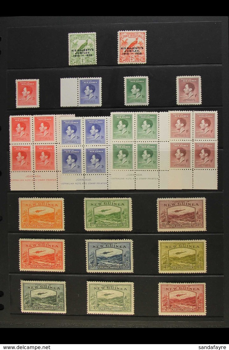 1935-39 MINT SELECTION On A Stock Page. Includes 1935 Jubilee Set, 1937 Coronation Sets X5 (inc Set In Blocks Of 4), 193 - Papua-Neuguinea