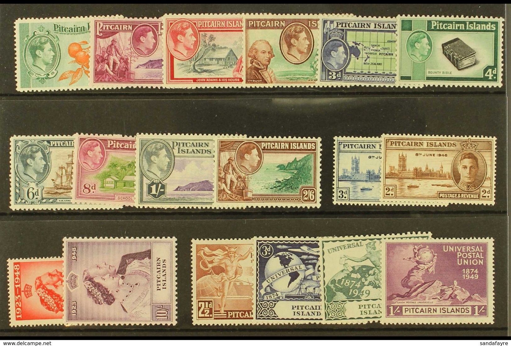 1940-1949 COMPLETE SUPERB MINT RUN On A Stock Card, All Different, Complete SG 1/16, Note 1940-51 Set, 1949 Wedding & UP - Pitcairn Islands