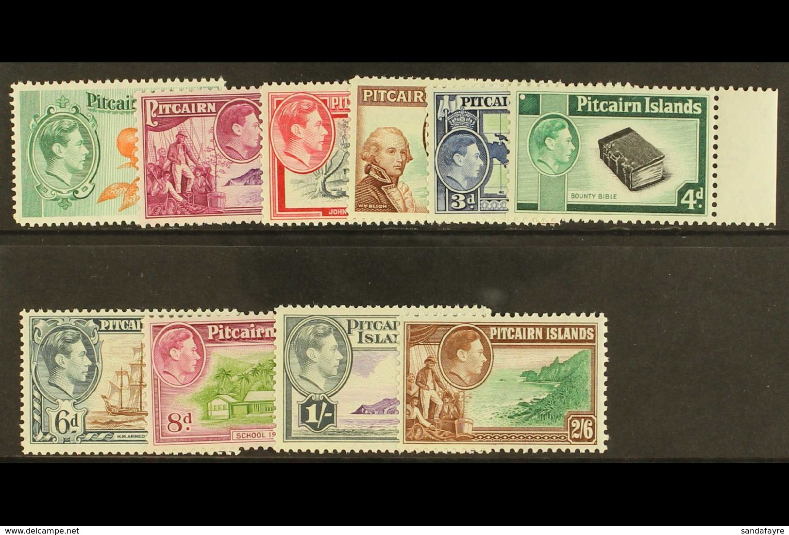 1940-51 Complete KGVI Set, SG 1/8, Fine Never Hinged Mint. (10 Stamps) For More Images, Please Visit Http://www.sandafay - Islas De Pitcairn