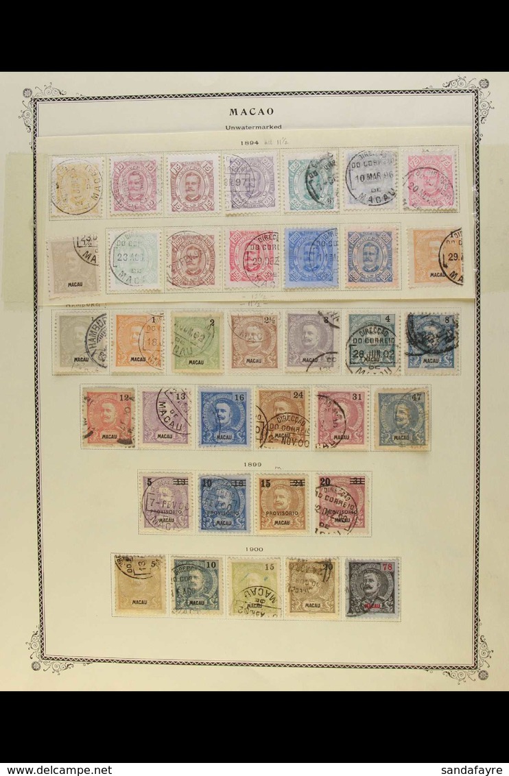 MACAO 1894-1900 Used Collection Of King Carlos Issues On An Album Page, Highly Complete For The Period, And Which Includ - Otros & Sin Clasificación