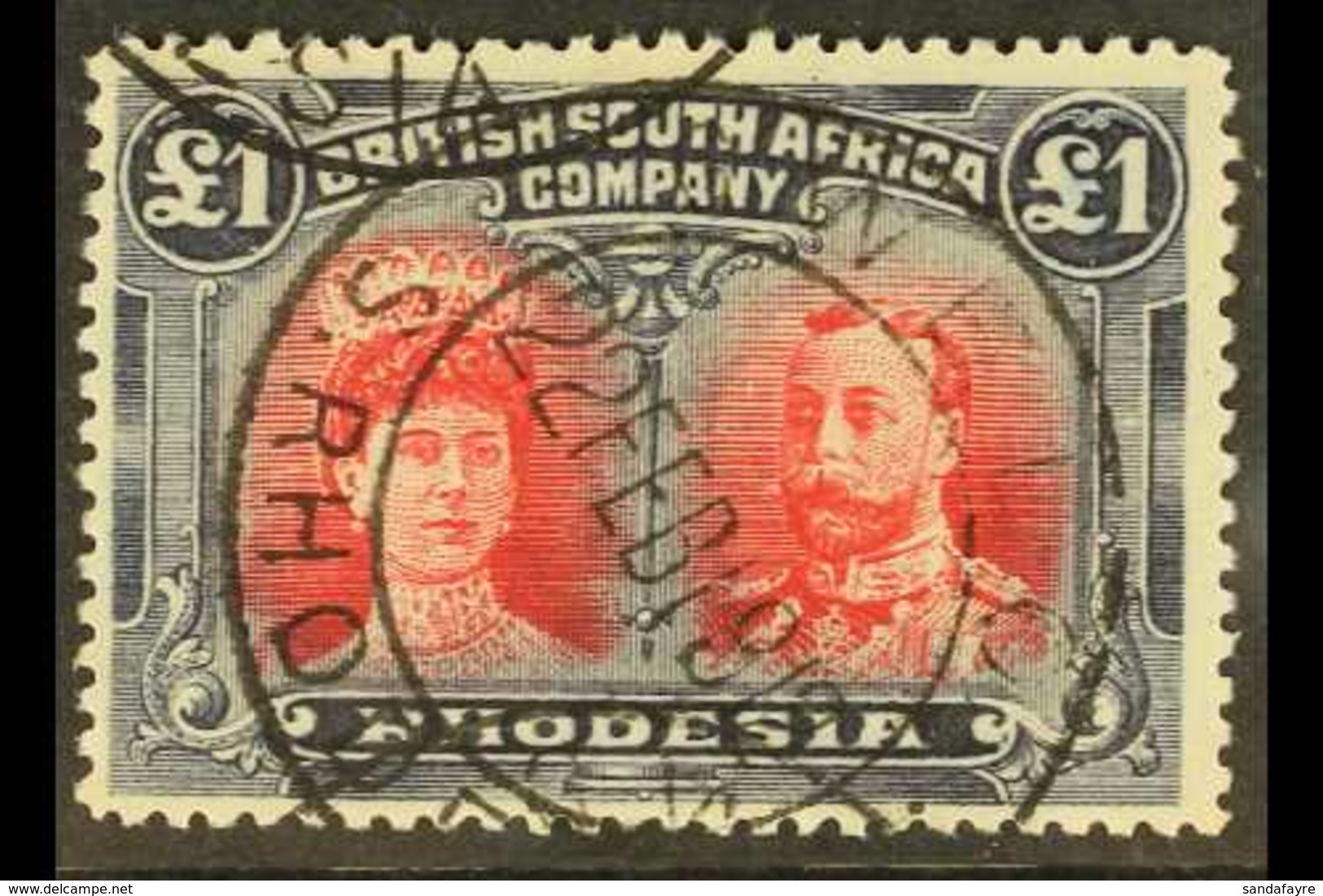 1910 £1 Rose Scarlet And Bluish Black, Double Head, SG 166, Very Fine Used. For More Images, Please Visit Http://www.san - Altri & Non Classificati