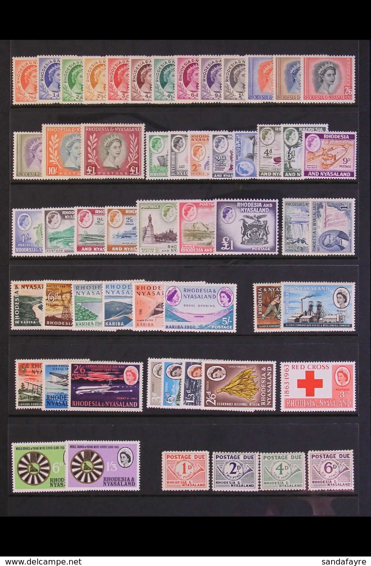 1954-63 FINE MINT COLLECTION COMPLETE Run Of Basic Issues With Both Definitive Sets, All Commemoratives And 1961 Postage - Rhodesia & Nyasaland (1954-1963)