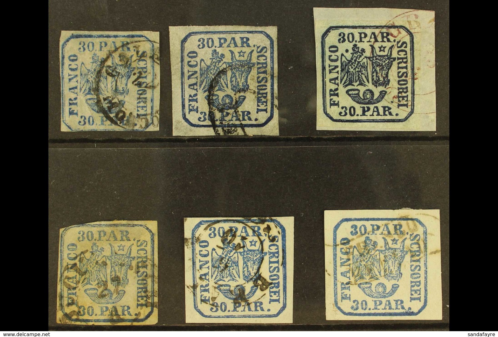 1862-64 30par USED SELECTION On A Stock Card, Comprising Six Examples With Different Shades & Paper Types, One On Piece, - Sonstige & Ohne Zuordnung