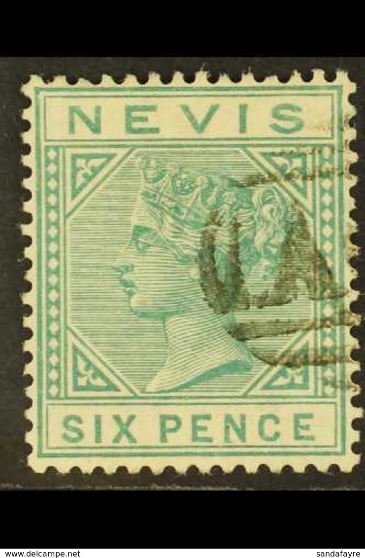 1883 6d Green, SG 32, Very Fine With Part AO9 Cancel Leaving Much Of The Portrait Clear.  For More Images, Please Visit  - St.Christopher-Nevis & Anguilla (...-1980)