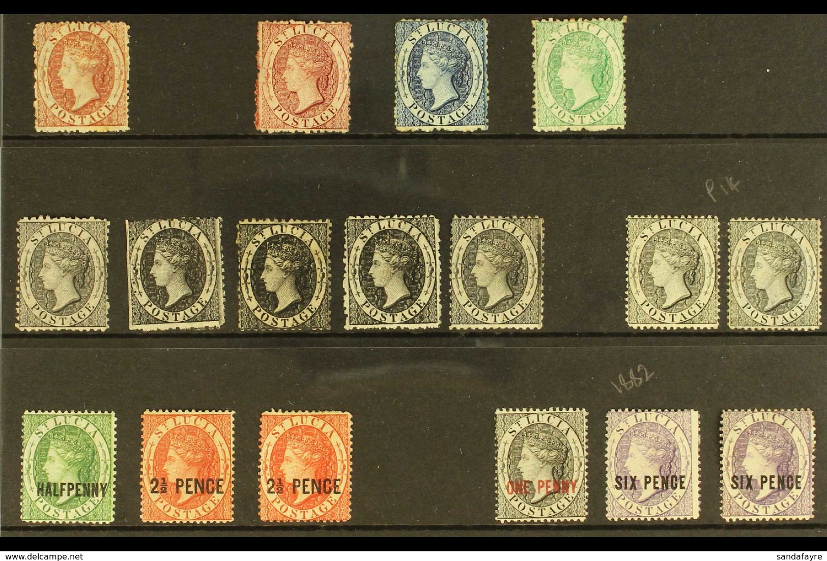 1860-1884 "EARLIES" MINT COLLECTION. A Delightful Selection Of First Types Presented On A Stock Card That Includes 1860  - St.Lucia (...-1978)