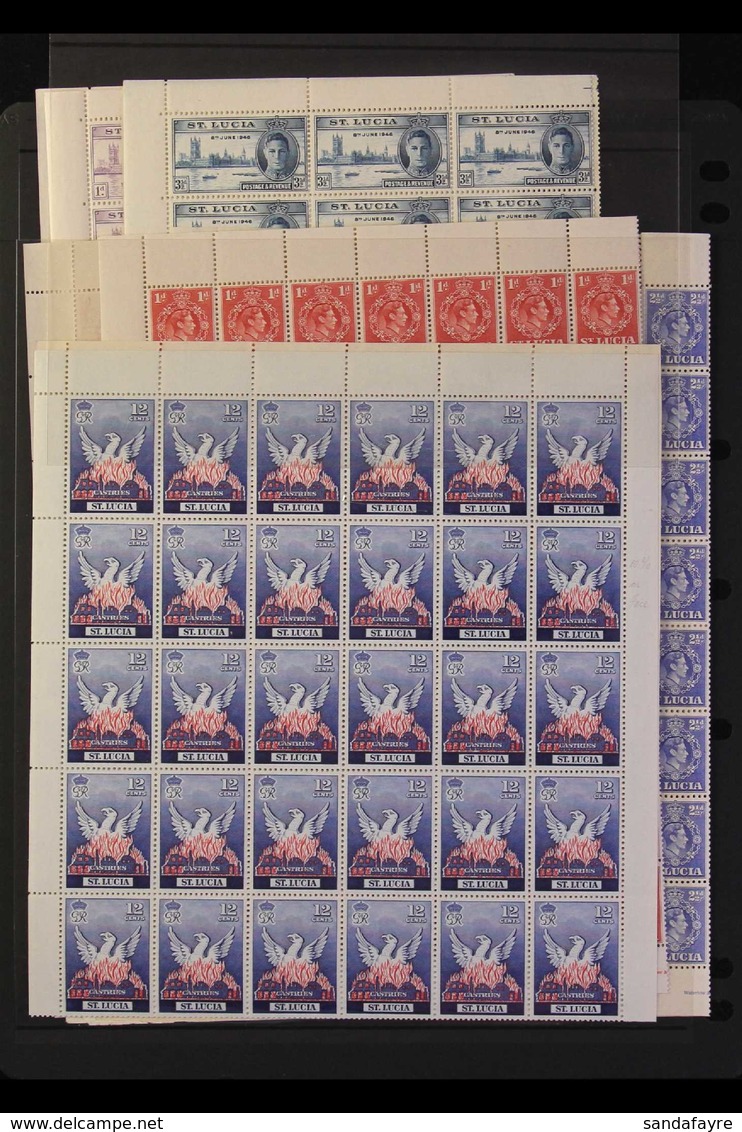 1943-51 NHM SHEETS - DISPLAY POTENTIAL An All Different Group Of Complete Sheets With 1943 2½d Ultramarine Perf 12½, 194 - St.Lucia (...-1978)