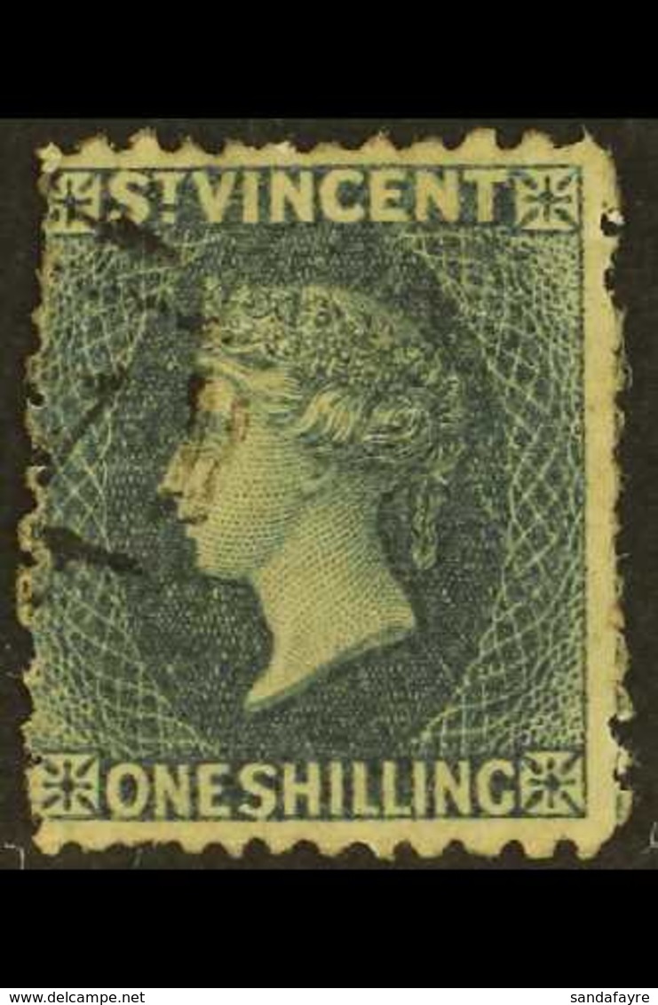 1862-68 1s Slate-grey Perf 11 To 12½, SG 8, Used, Light Wrinkle & Small Thin, Usual Rough Perfs, Cat £900. For More Imag - St.Vincent (...-1979)